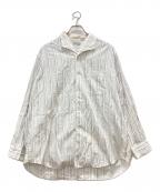 COMME des GARCONS HOMMEコムデギャルソン オム）の古着「90's デザイン襟スキッパー ストライプシャツ」｜ホワイト