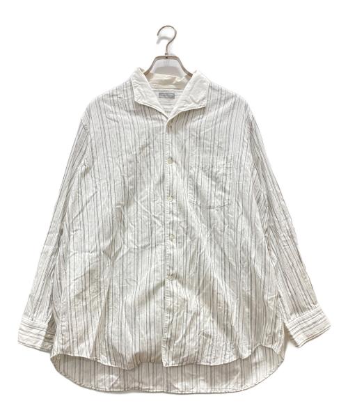 COMME des GARCONS HOMME（コムデギャルソン オム）COMME des GARCONS HOMME (コムデギャルソン オム) 90's デザイン襟スキッパー ストライプシャツ ホワイト サイズ:表記無しの古着・服飾アイテム