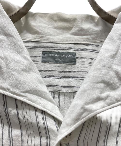 COMME des GARCONS HOMME（コムデギャルソン オム）COMME des GARCONS HOMME (コムデギャルソン オム) 90's デザイン襟スキッパー ストライプシャツ ホワイト サイズ:表記無しの古着・服飾アイテム