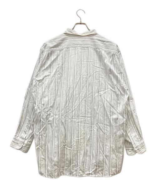 COMME des GARCONS HOMME（コムデギャルソン オム）COMME des GARCONS HOMME (コムデギャルソン オム) 90's デザイン襟スキッパー ストライプシャツ ホワイト サイズ:表記無しの古着・服飾アイテム