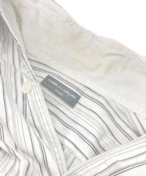COMME des GARCONS HOMME（コムデギャルソン オム）COMME des GARCONS HOMME (コムデギャルソン オム) 90's デザイン襟スキッパー ストライプシャツ ホワイト サイズ:表記無しの古着・服飾アイテム