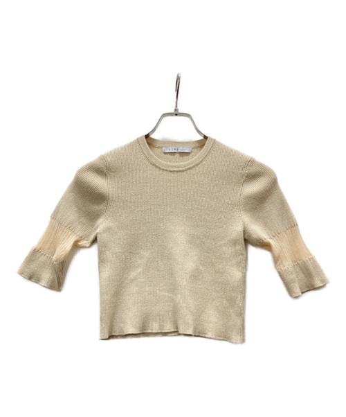 ETRE TOKYO（エトレトウキョウ）ETRE TOKYO (エトレトウキョウ) シアーラインクロップドニット ベージュ サイズ:Fの古着・服飾アイテム
