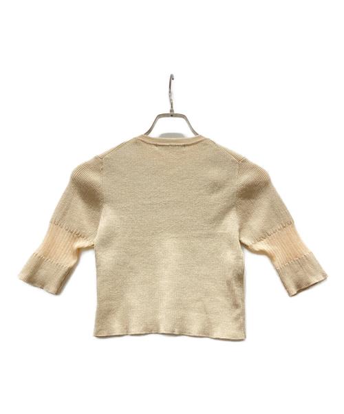 ETRE TOKYO（エトレトウキョウ）ETRE TOKYO (エトレトウキョウ) シアーラインクロップドニット ベージュ サイズ:Fの古着・服飾アイテム