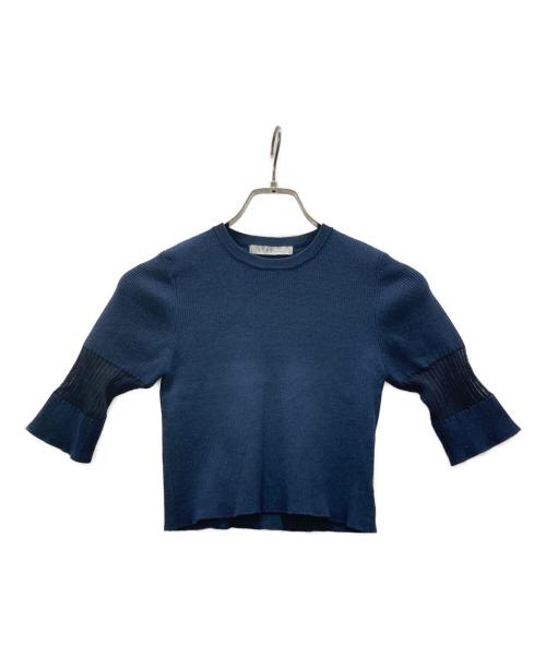 ETRE TOKYO（エトレトウキョウ）ETRE TOKYO (エトレトウキョウ) シアーラインクロップドニット ネイビー サイズ:Fの古着・服飾アイテム
