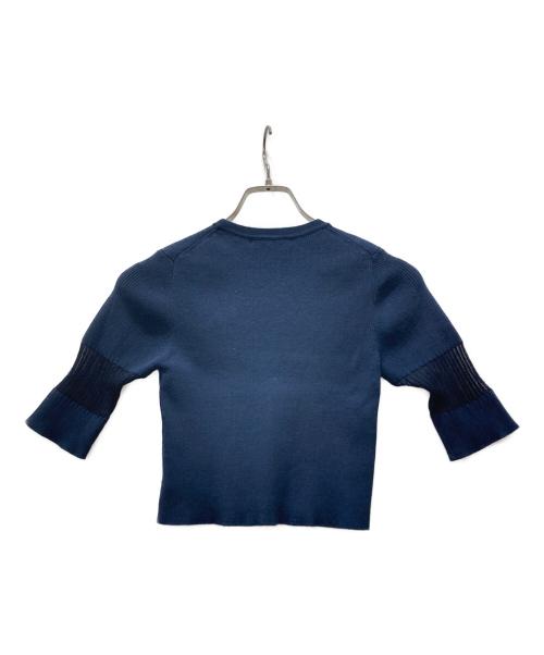 ETRE TOKYO（エトレトウキョウ）ETRE TOKYO (エトレトウキョウ) シアーラインクロップドニット ネイビー サイズ:Fの古着・服飾アイテム