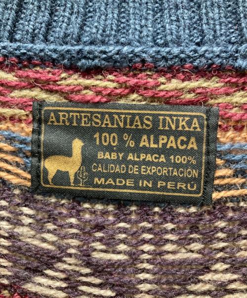 ARTESANIAS INKA（アルテサニアスインカ）ARTESANIAS INKA (アルテサニアスインカ) 総柄アルパカニット ネイビー サイズ:記載無しの古着・服飾アイテム
