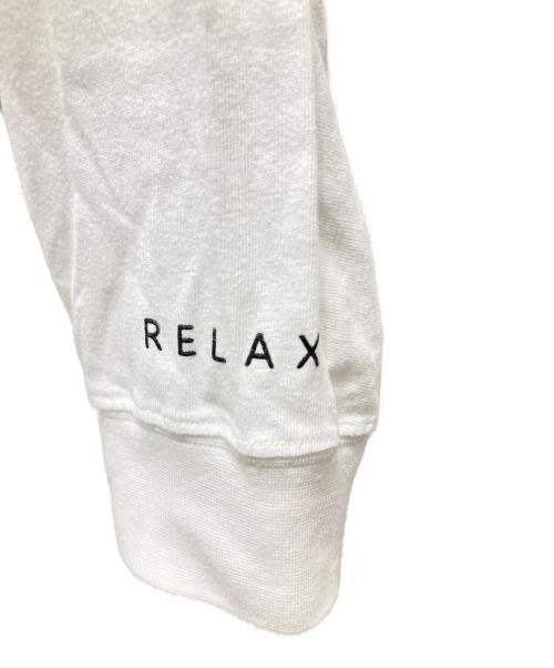 1PIU1UGUALE3 RELAX（ウノピゥウノウグァーレトレ リラックス）1PIU1UGUALE3 RELAX (ウノピゥウノウグァーレトレ リラックス) バックロゴプリント ロングスリーブカットソー ホワイト サイズ:Lの古着・服飾アイテム