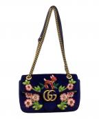 GUCCIグッチ）の古着「バンビーフラワー刺繍チェーンショルダーバッグ」｜ネイビー