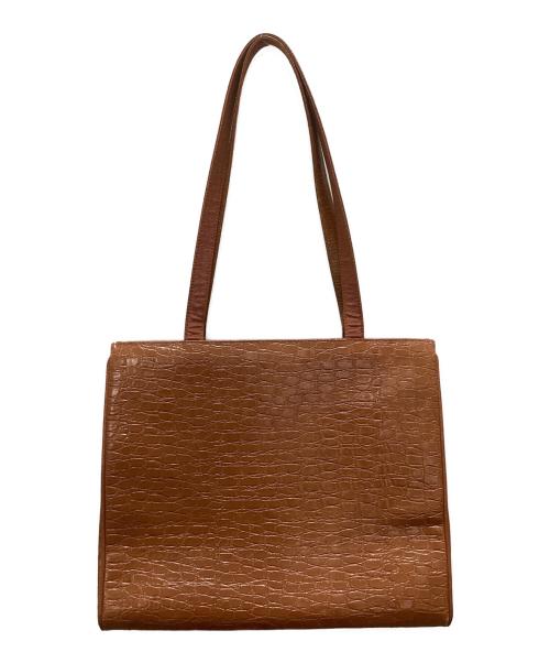 Salvatore Ferragamo（サルヴァトーレ フェラガモ）Salvatore Ferragamo (サルヴァトーレ フェラガモ) 型押しトートバッグ ブラウンの古着・服飾アイテム