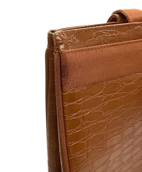 Salvatore Ferragamo（サルヴァトーレ フェラガモ）Salvatore Ferragamo (サルヴァトーレ フェラガモ) 型押しトートバッグ ブラウンの古着・服飾アイテム