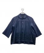 tricot COMME des GARCONSトリココムデギャルソン）の古着「丸襟刺繍シャツ」｜ネイビー