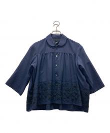 tricot COMME des GARCONS（トリココムデギャルソン）の古着「丸襟刺繍シャツ」｜ネイビー