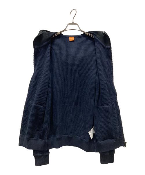 BOSS HUGO BOSS（ボス ヒューゴボス）BOSS HUGO BOSS (ボス ヒューゴボス) 切替ニットジャケット ネイビー サイズ:Lの古着・服飾アイテム