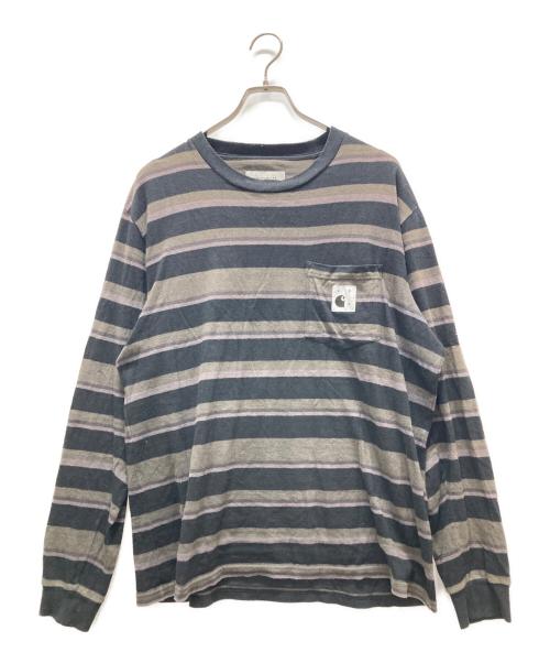 CarHartt（カーハート）CarHartt (カーハート) POP TRADING COMPANY (ポップトレーディングカンパニー) ボーダーカットソー ブラック サイズ:Lの古着・服飾アイテム
