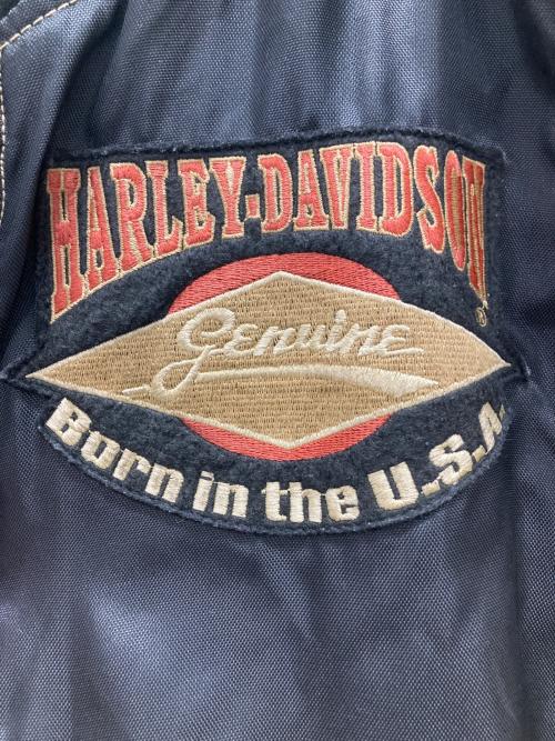 HARLEY-DAVIDSON（ハーレーダビッドソン）HARLEY-DAVIDSON (ハーレーダビッドソン) ロゴ袖レザーライダースジャケット ブラック サイズ:Lの古着・服飾アイテム