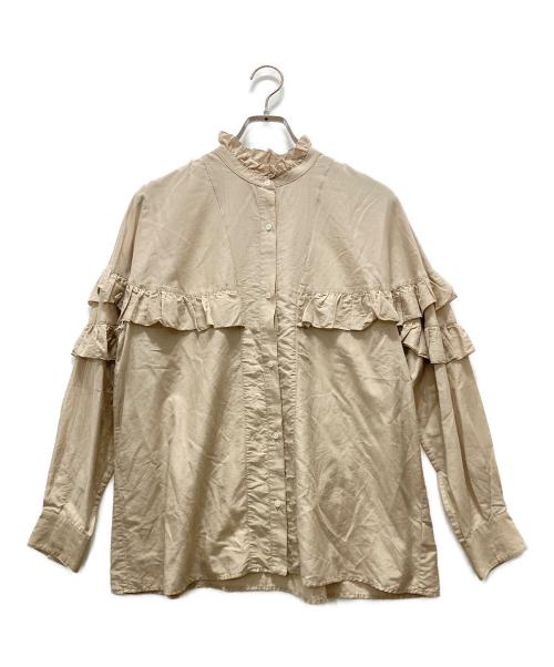 Spick and Span（スピック＆スパン）Spick and Span (スピック＆スパン) コットンシルクティアードフリルスリーブブラウス ベージュ サイズ:Fの古着・服飾アイテム