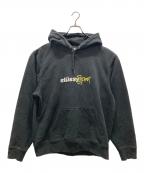 stussyステューシー）の古着「ロゴプリントパーカー/Sport Applique」｜ブラック