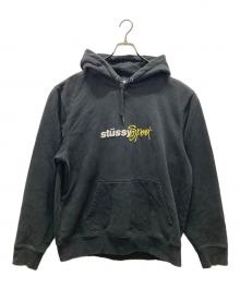 stussy（ステューシー）の古着「ロゴプリントパーカー/Sport Applique」｜ブラック