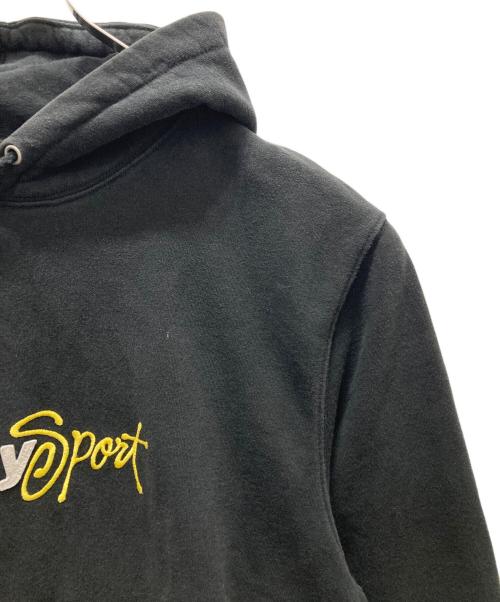 stussy（ステューシー）stussy (ステューシー) ロゴプリントパーカー/Sport Applique ブラック サイズ:Lの古着・服飾アイテム