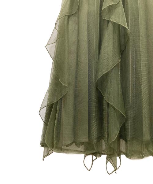 HARE（ハレ）HARE (ハレ) シアープリーツフリルスカート オリーブ サイズ:Fの古着・服飾アイテム