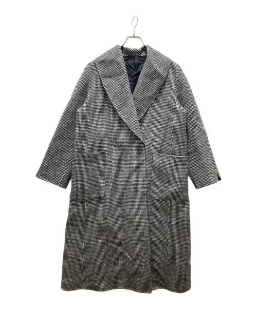 ANAYI（アナイ）ANAYI (アナイ) チェックリバーショールカラーコート ブラック サイズ:36の古着・服飾アイテム