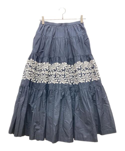 mina perhonen（ミナ ペルホネン）mina perhonen (ミナ ペルホネン) floraleaf ティアードスカート ネイビー サイズ:36の古着・服飾アイテム