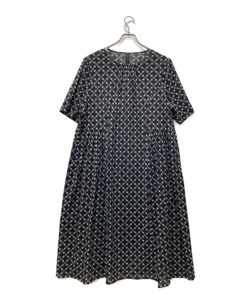 Leilian（レリアン）Leilian (レリアン) プリント半袖ワンピース ブラック サイズ:17+の古着・服飾アイテム