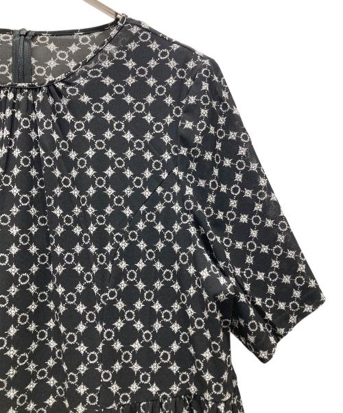 Leilian（レリアン）Leilian (レリアン) プリント半袖ワンピース ブラック サイズ:17+の古着・服飾アイテム