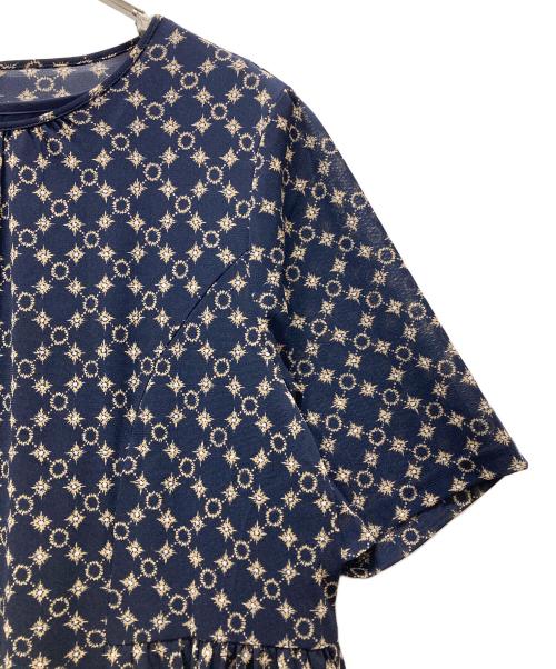 Leilian（レリアン）Leilian (レリアン) プリント半袖ワンピース ネイビー サイズ:17+の古着・服飾アイテム