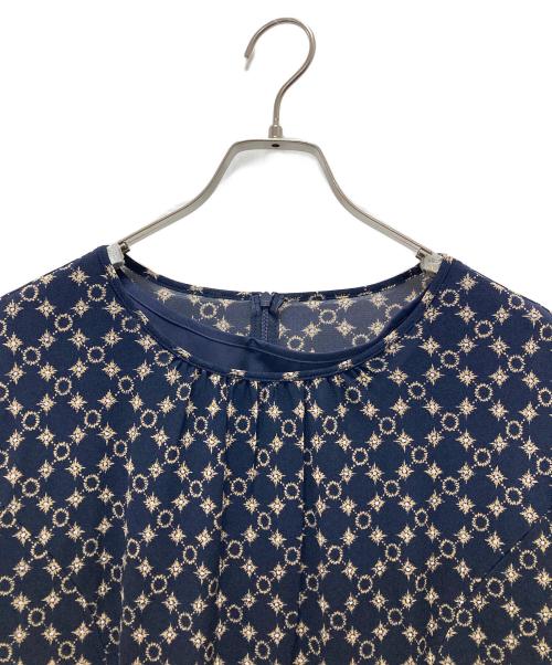 Leilian（レリアン）Leilian (レリアン) プリント半袖ワンピース ネイビー サイズ:17+の古着・服飾アイテム