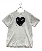 PLAY COMME des GARCONSプレイコムデギャルソン）の古着「スタッズ付きハートロゴTシャツ」｜ホワイト