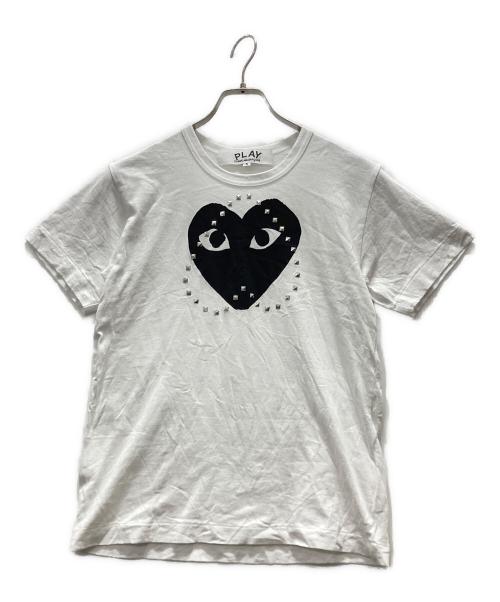 PLAY COMME des GARCONS（プレイコムデギャルソン）PLAY COMME des GARCONS (プレイコムデギャルソン) スタッズ付きハートロゴTシャツ ホワイト サイズ:Sの古着・服飾アイテム