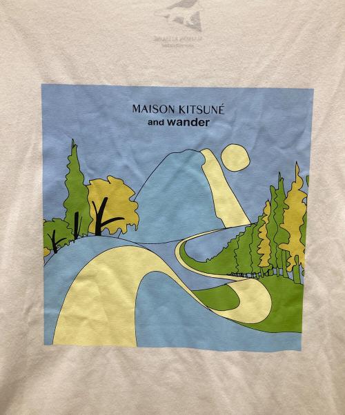 maison kitsune（メゾンキツネ）MAISON KITSUNE (メゾンキツネ) and wander (アンドワンダー) DRY Cotton T-shirt ホワイト サイズ:4の古着・服飾アイテム