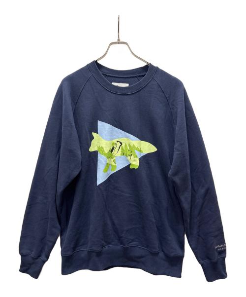maison kitsune（メゾンキツネ）maison kitsune (メゾンキツネ) and wander (アンドワンダー) DRY COTTON SWEATSHIRT ネイビー サイズ:3の古着・服飾アイテム