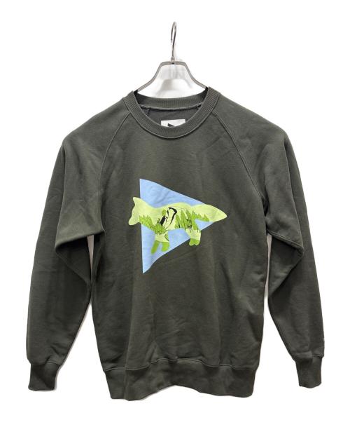 maison kitsune（メゾンキツネ）maison kitsune (メゾンキツネ) and wander (アンドワンダー) DRY COTTON SWEATSHIRT オリーブ サイズ:3の古着・服飾アイテム