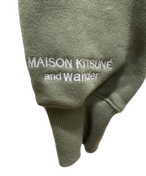maison kitsune（メゾンキツネ）maison kitsune (メゾンキツネ) and wander (アンドワンダー) DRY COTTON SWEATSHIRT オリーブ サイズ:3の古着・服飾アイテム
