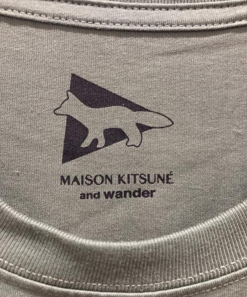 maison kitsune（メゾンキツネ）MAISON KITSUNE (メゾンキツネ) and wander (アンドワンダー) DRY Cotton T-shirt グリーン サイズ:4の古着・服飾アイテム