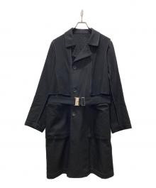 LANVIN en Bleu（ランバンオンブルー）の古着「シャドーレオパード柄リバーシブルトレンチコート」｜ブラック