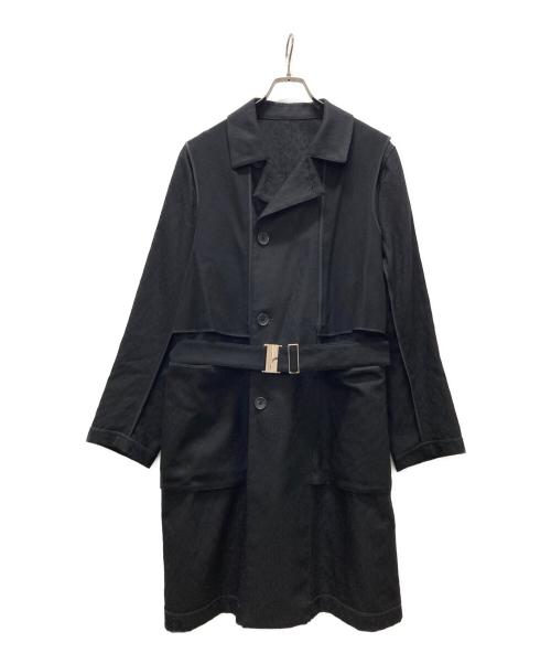 LANVIN en Bleu（ランバンオンブルー）LANVIN en Bleu (ランバンオンブルー) シャドーレオパード柄リバーシブルトレンチコート ブラック サイズ:50の古着・服飾アイテム