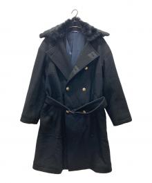 LANVIN en Bleu（ランバンオンブルー）の古着「ラビットファー付  ウールロングコート」｜ブラック