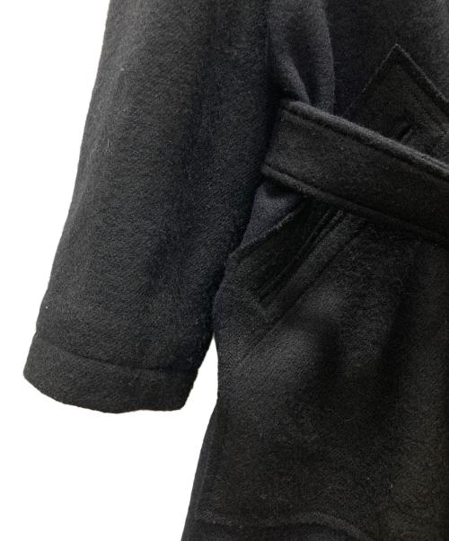 LANVIN en Bleu（ランバンオンブルー）LANVIN en Bleu (ランバンオンブルー) ラビットファー付  ウールロングコート ブラック サイズ:50の古着・服飾アイテム