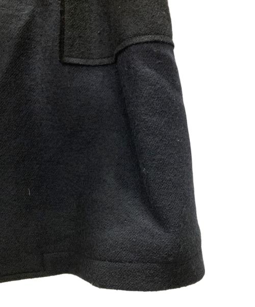 LANVIN en Bleu（ランバンオンブルー）LANVIN en Bleu (ランバンオンブルー) ラビットファー付  ウールロングコート ブラック サイズ:50の古着・服飾アイテム