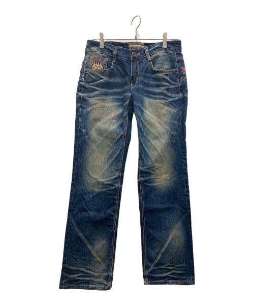 LOLITA JEANS（ロリータジーンズ）LOLITA JEANS (ロリータジーンズ) 刺繍ローライズデニムパンツ/Y2K ブルー サイズ:Sの古着・服飾アイテム