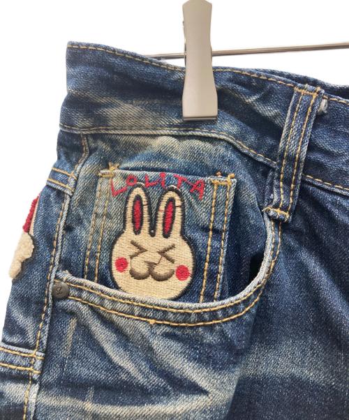 LOLITA JEANS（ロリータジーンズ）LOLITA JEANS (ロリータジーンズ) 刺繍ローライズデニムパンツ/Y2K ブルー サイズ:Sの古着・服飾アイテム