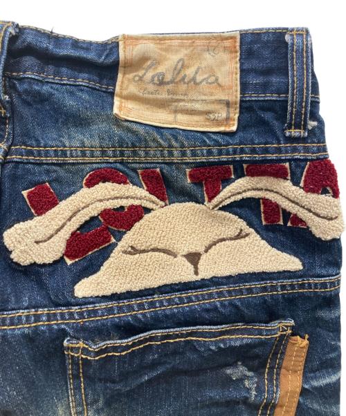 LOLITA JEANS（ロリータジーンズ）LOLITA JEANS (ロリータジーンズ) 刺繍ローライズデニムパンツ/Y2K ブルー サイズ:Sの古着・服飾アイテム