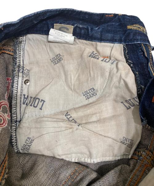 LOLITA JEANS（ロリータジーンズ）LOLITA JEANS (ロリータジーンズ) 刺繍ローライズデニムパンツ/Y2K ブルー サイズ:Sの古着・服飾アイテム