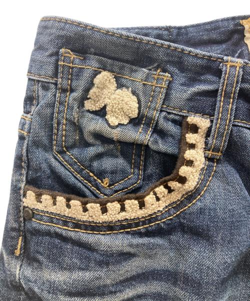 LOLITA JEANS（ロリータジーンズ）LOLITA JEANS (ロリータジーンズ) 奈良美智コラボ 刺繍デニムパンツ/Y2K ブルー サイズ:Sの古着・服飾アイテム