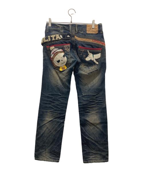 LOLITA JEANS（ロリータジーンズ）LOLITA JEANS (ロリータジーンズ) 奈良美智コラボ デニムパンツ/Y2K ブルー サイズ:XSの古着・服飾アイテム
