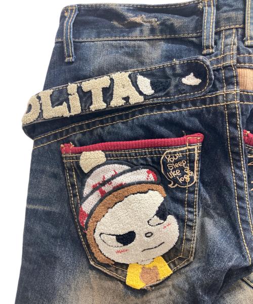 LOLITA JEANS（ロリータジーンズ）LOLITA JEANS (ロリータジーンズ) 奈良美智コラボ デニムパンツ/Y2K ブルー サイズ:XSの古着・服飾アイテム