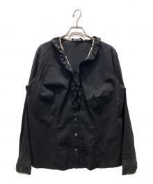 BURBERRY LONDON（バーバリーロンドン）の古着「長袖フリルブラウス」｜ブラック